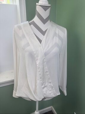 Banana Republic Ivory Wrap Blouse LP